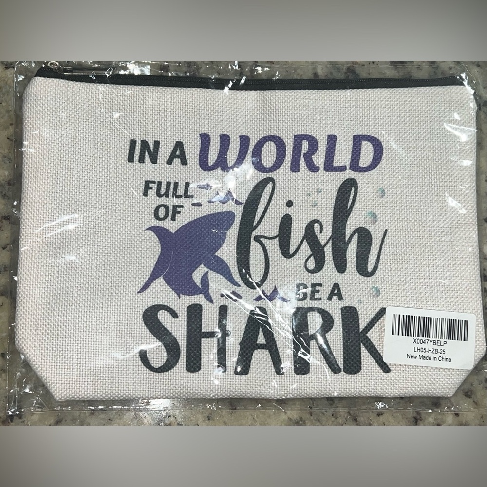 Shark Print Makeup Bag (NWT)